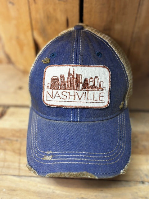 Nashville Skylinedistressed Trucker Hat